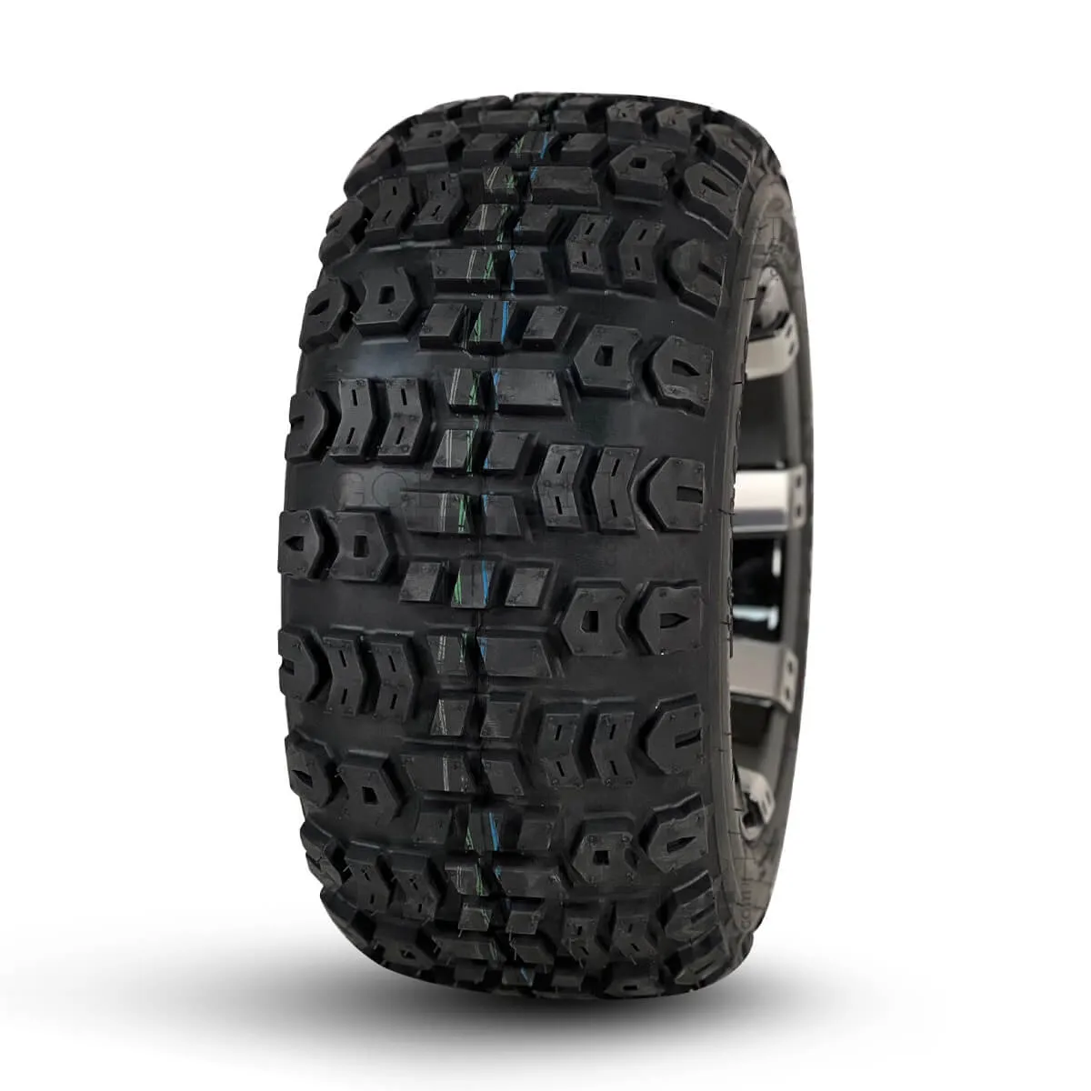 10" Vampire Black/Machined Aluminum Golf Cart Wheels and 18" All Terrain Off-Road Golf Cart Tires Combo - Set of 4  - 18" Tall (Fits all Carts!)