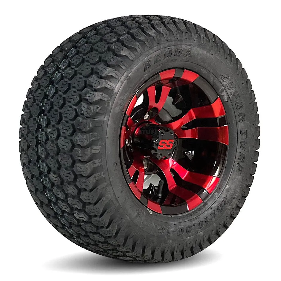 10" Vampire GCS™ Colorway Golf Cart Wheels and 20" Golf Cart Tires Combo - Set of 4 (Choose your tire!)