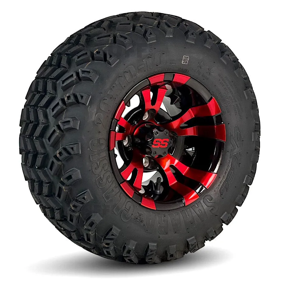 10" Vampire GCS™ Colorway Golf Cart Wheels and 20" Golf Cart Tires Combo - Set of 4 (Choose your tire!)