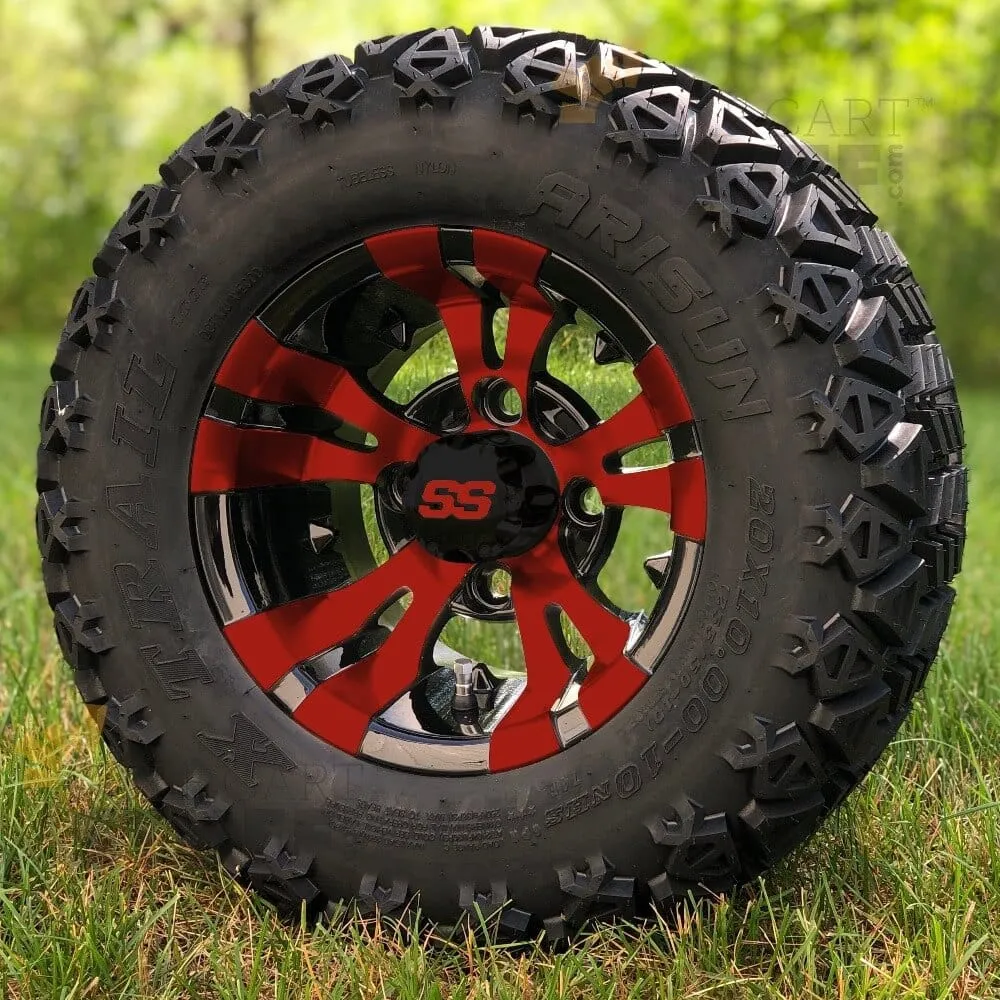 10" Vampire GCS™ Colorway Golf Cart Wheels and 20" Golf Cart Tires Combo - Set of 4 (Choose your tire!)