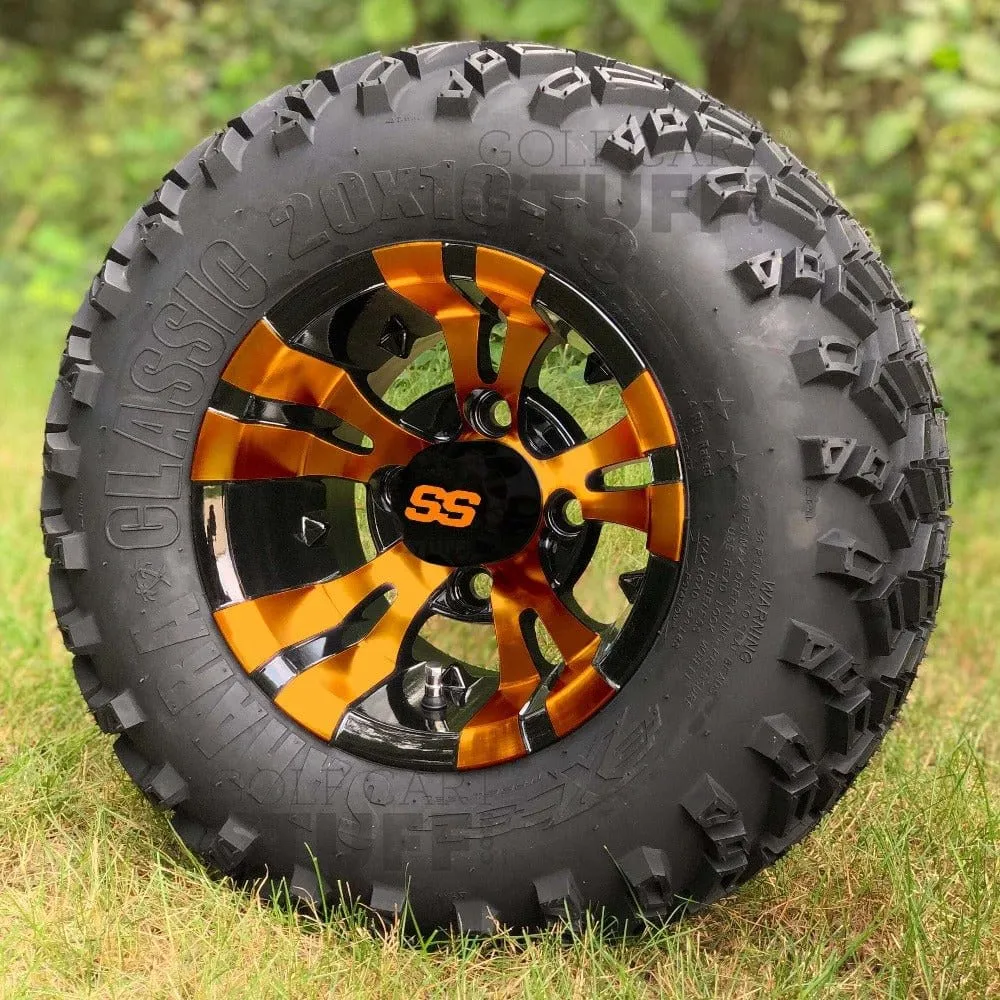 10" Vampire GCS™ Colorway Golf Cart Wheels and 20" Golf Cart Tires Combo - Set of 4 (Choose your tire!)