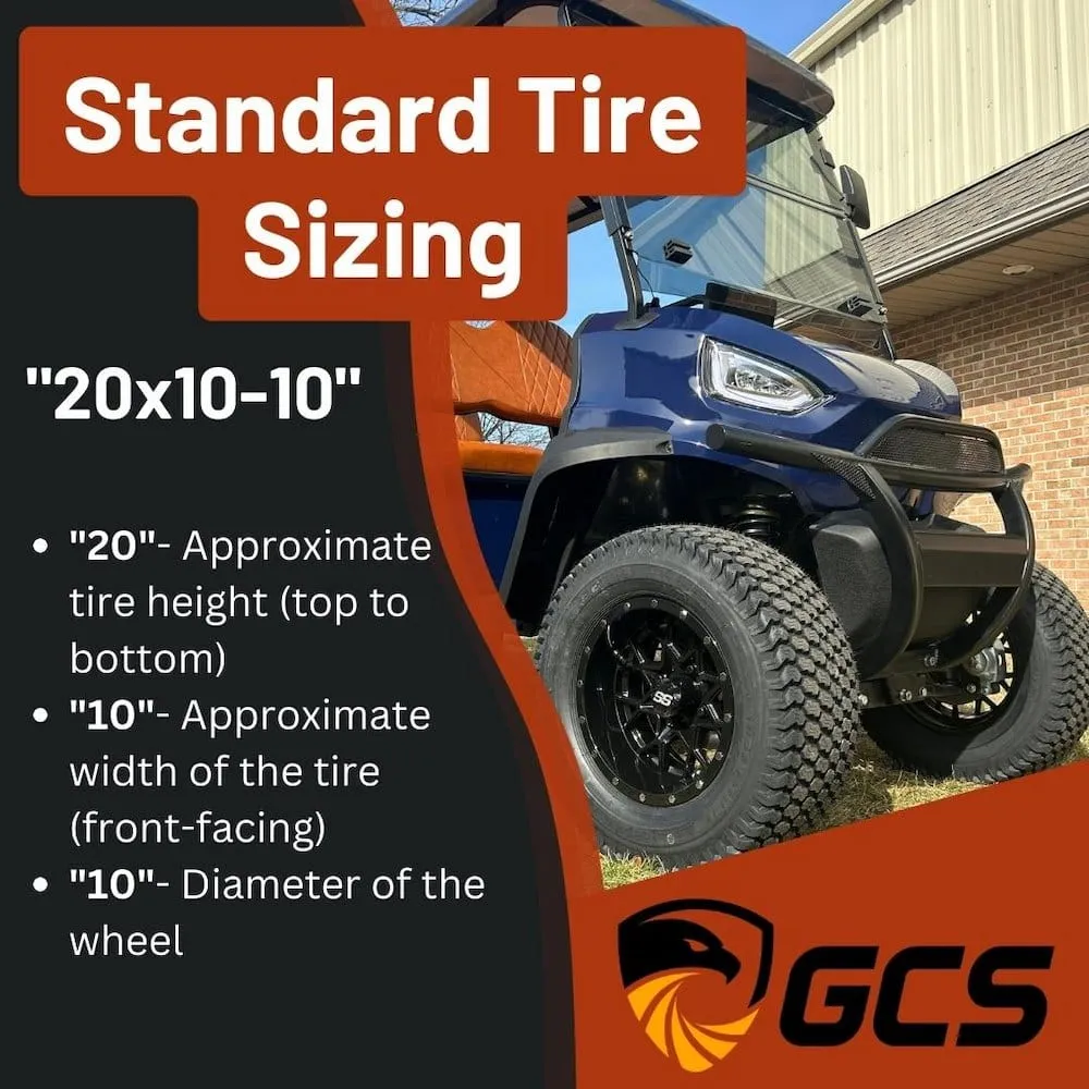 10" Vampire GCS™ Colorway Golf Cart Wheels and 20" Golf Cart Tires Combo - Set of 4 (Choose your tire!)