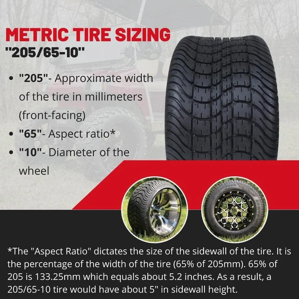 10" Vampire GCS™ Colorway Golf Cart Wheels and 20" Golf Cart Tires Combo - Set of 4 (Choose your tire!)