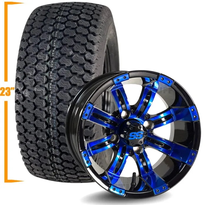12" Golf Cart Wheels and 23x10.5-12 Kenda K500 Street/Turf Golf Cart Tires Combo - Set of 4 (Choose your wheel!)