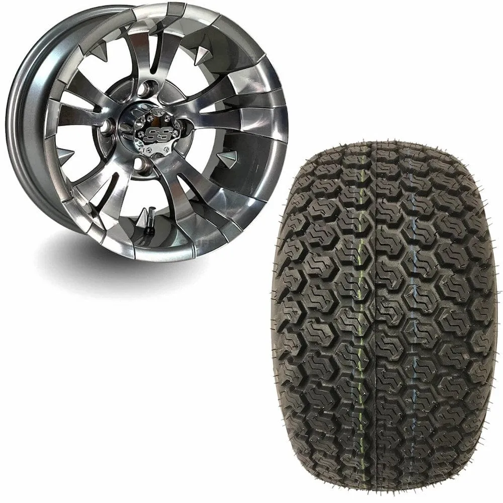 12" Golf Cart Wheels and 23x10.5-12 Kenda K500 Street/Turf Golf Cart Tires Combo - Set of 4 (Choose your wheel!)