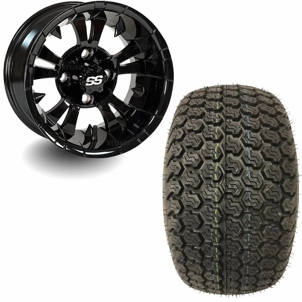 12" Golf Cart Wheels and 23x10.5-12 Kenda K500 Street/Turf Golf Cart Tires Combo - Set of 4 (Choose your wheel!)