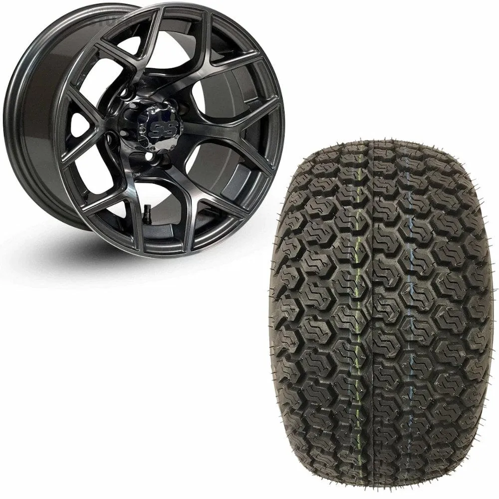 12" Golf Cart Wheels and 23x10.5-12 Kenda K500 Street/Turf Golf Cart Tires Combo - Set of 4 (Choose your wheel!)