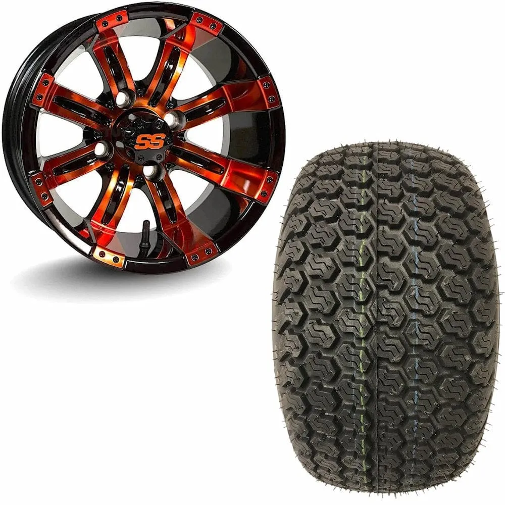 12" Golf Cart Wheels and 23x10.5-12 Kenda K500 Street/Turf Golf Cart Tires Combo - Set of 4 (Choose your wheel!)