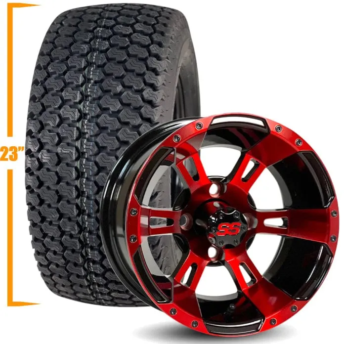 12" Golf Cart Wheels and 23x10.5-12 Kenda K500 Street/Turf Golf Cart Tires Combo - Set of 4 (Choose your wheel!)