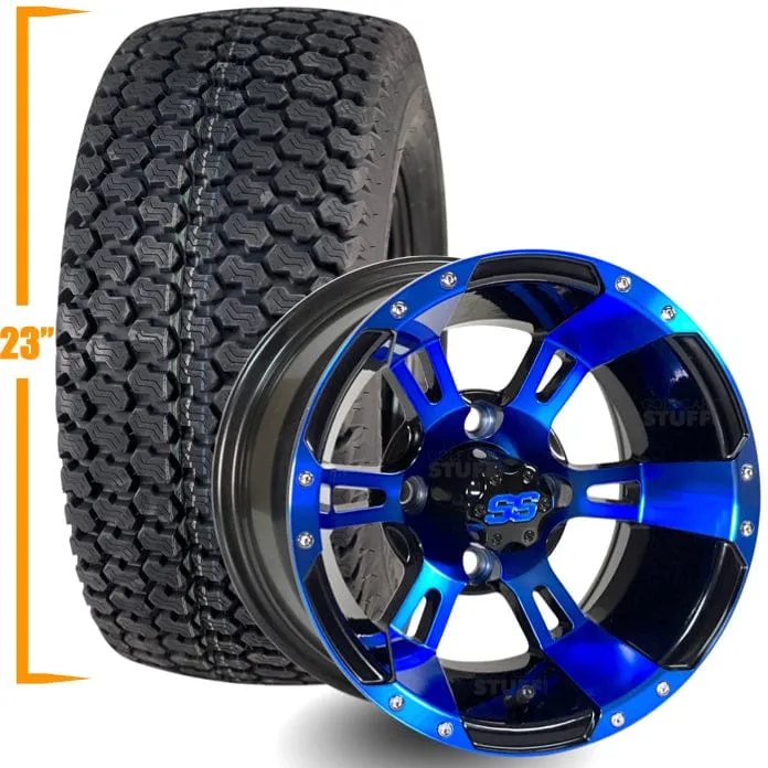 12" Golf Cart Wheels and 23x10.5-12 Kenda K500 Street/Turf Golf Cart Tires Combo - Set of 4 (Choose your wheel!)