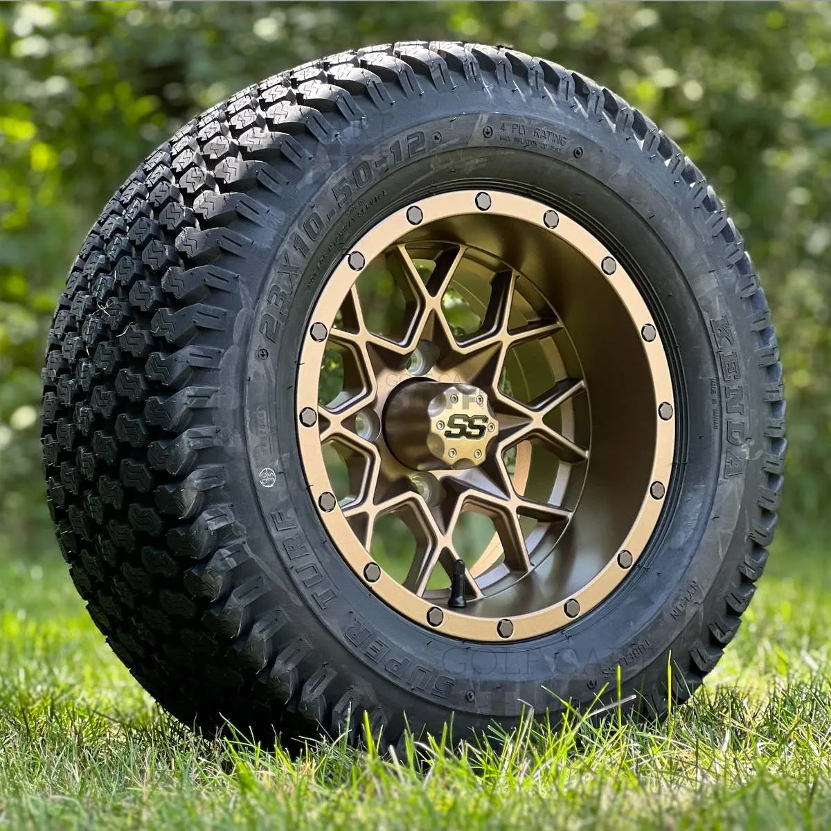 12" Golf Cart Wheels and 23x10.5-12 Kenda K500 Street/Turf Golf Cart Tires Combo - Set of 4 (Choose your wheel!)
