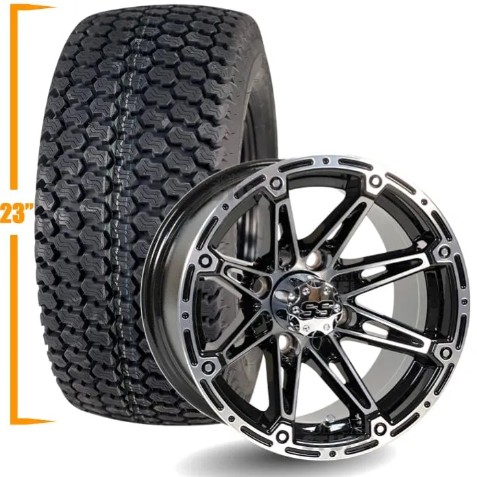 12" Golf Cart Wheels and 23x10.5-12 Kenda K500 Street/Turf Golf Cart Tires Combo - Set of 4 (Choose your wheel!)