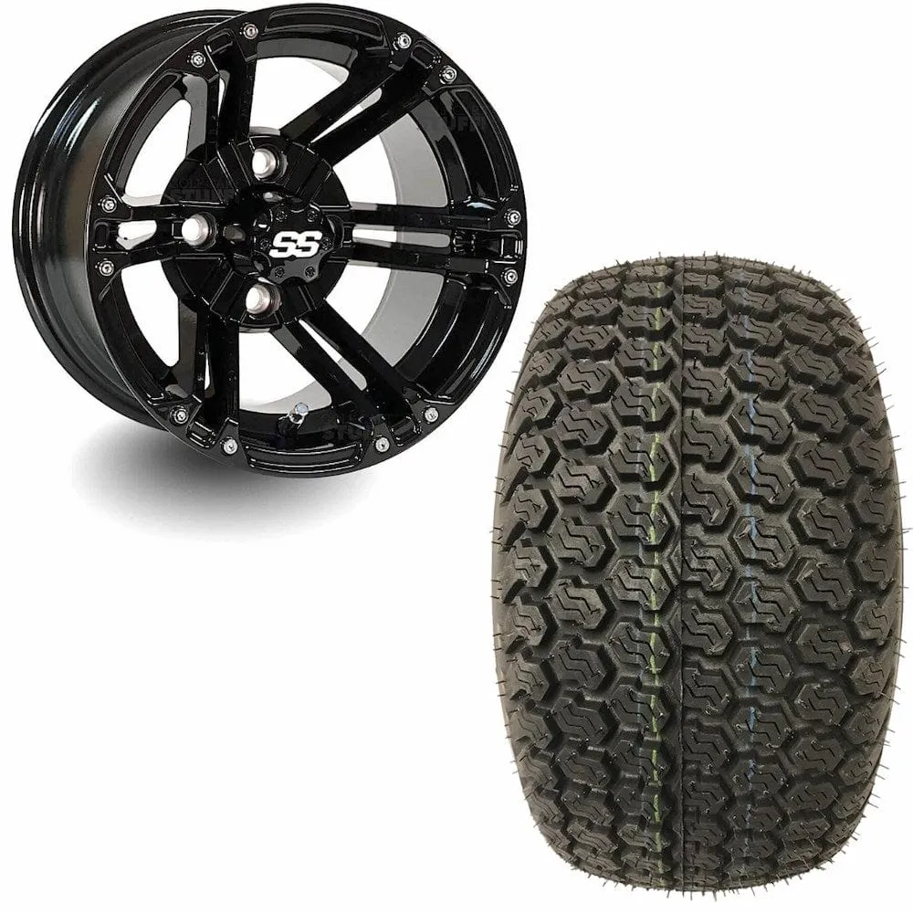 12" Golf Cart Wheels and 23x10.5-12 Kenda K500 Street/Turf Golf Cart Tires Combo - Set of 4 (Choose your wheel!)