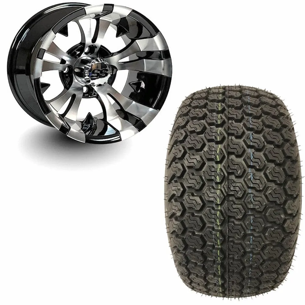12" Golf Cart Wheels and 23x10.5-12 Kenda K500 Street/Turf Golf Cart Tires Combo - Set of 4 (Choose your wheel!)