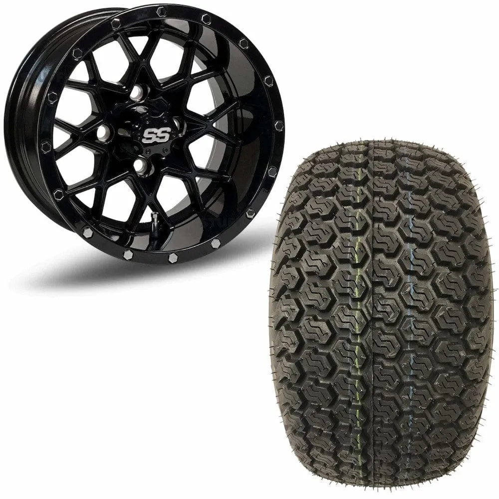 12" Golf Cart Wheels and 23x10.5-12 Kenda K500 Street/Turf Golf Cart Tires Combo - Set of 4 (Choose your wheel!)
