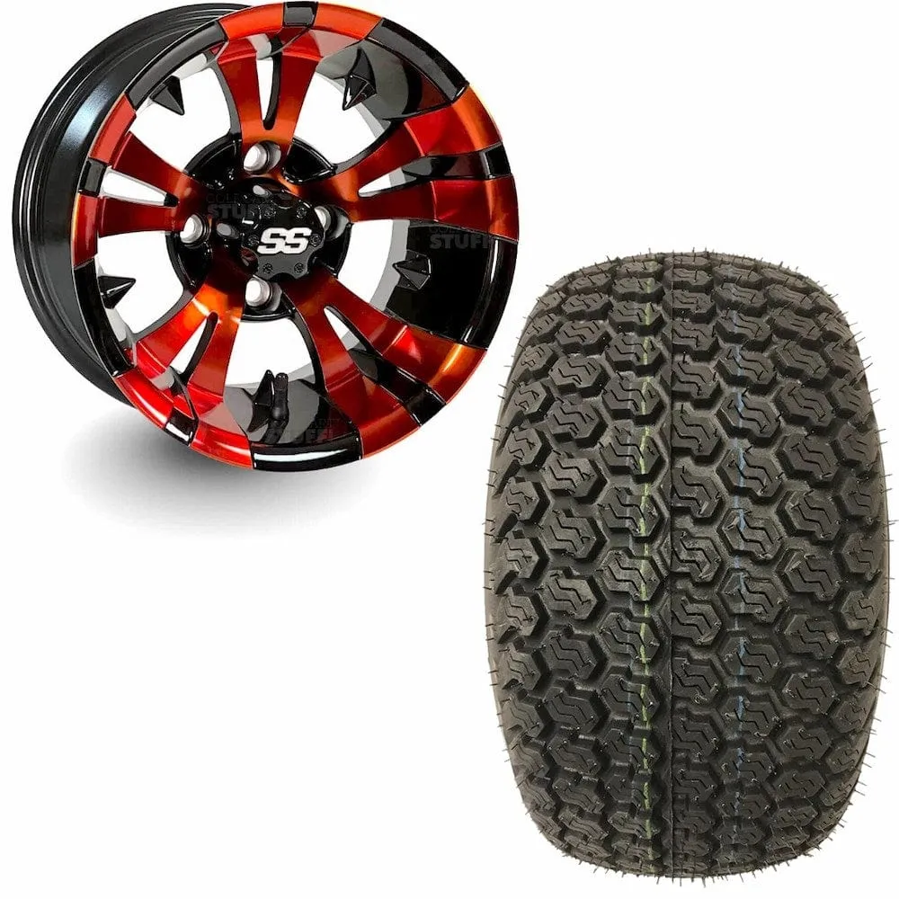 12" Golf Cart Wheels and 23x10.5-12 Kenda K500 Street/Turf Golf Cart Tires Combo - Set of 4 (Choose your wheel!)