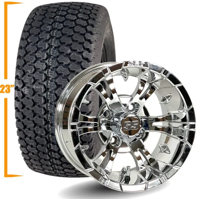 12" Golf Cart Wheels and 23x10.5-12 Kenda K500 Street/Turf Golf Cart Tires Combo - Set of 4 (Choose your wheel!)