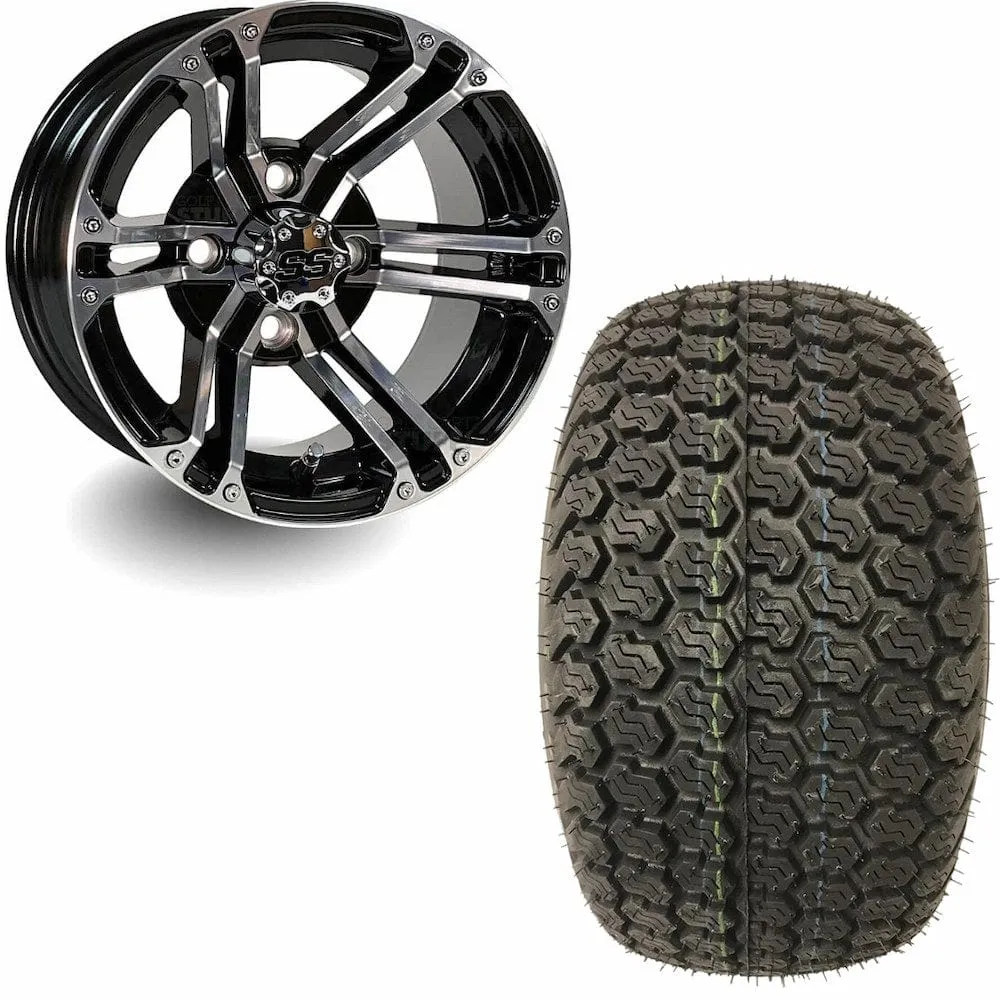 12" Golf Cart Wheels and 23x10.5-12 Kenda K500 Street/Turf Golf Cart Tires Combo - Set of 4 (Choose your wheel!)