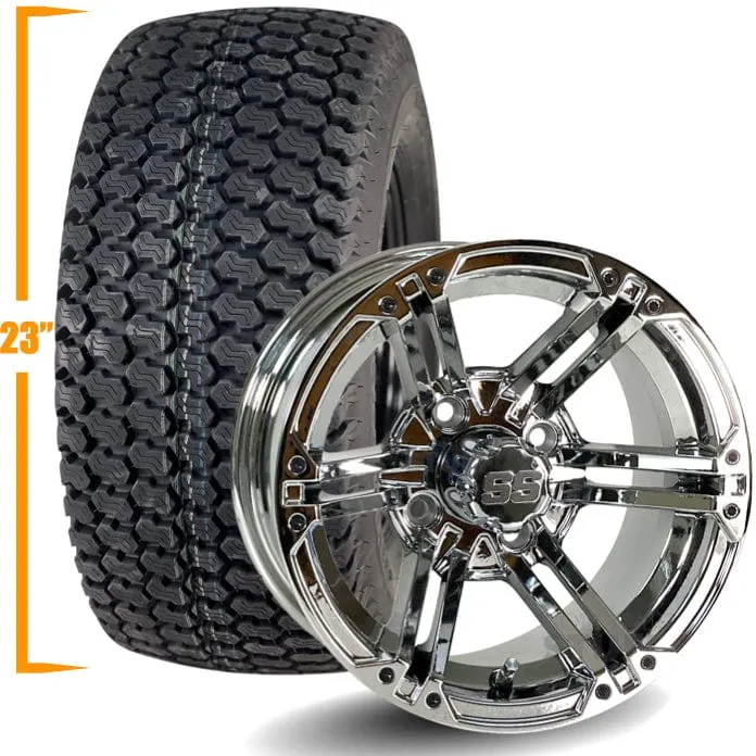 12" Golf Cart Wheels and 23x10.5-12 Kenda K500 Street/Turf Golf Cart Tires Combo - Set of 4 (Choose your wheel!)
