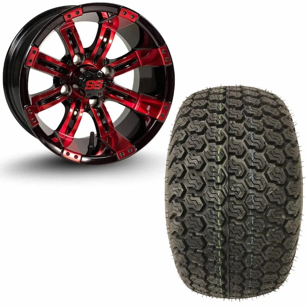12" Golf Cart Wheels and 23x10.5-12 Kenda K500 Street/Turf Golf Cart Tires Combo - Set of 4 (Choose your wheel!)