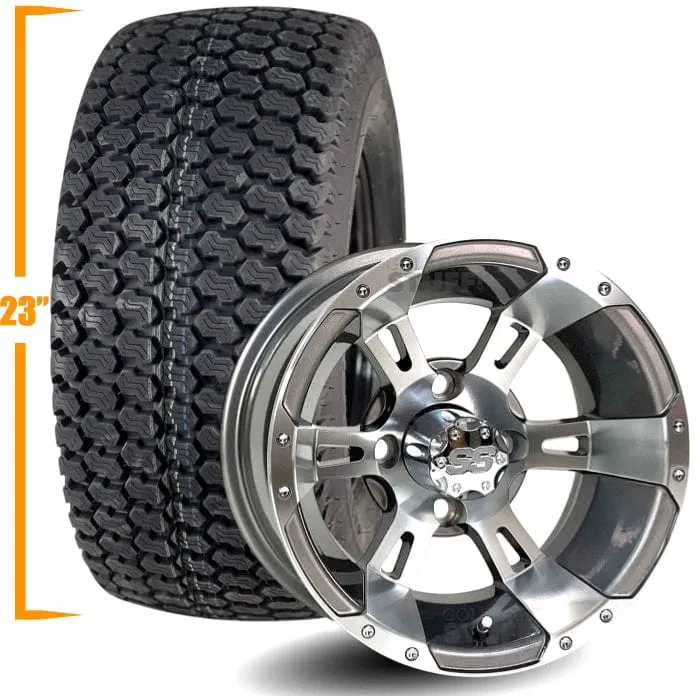 12" Golf Cart Wheels and 23x10.5-12 Kenda K500 Street/Turf Golf Cart Tires Combo - Set of 4 (Choose your wheel!)