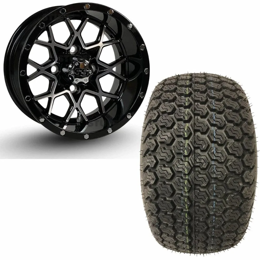 12" Golf Cart Wheels and 23x10.5-12 Kenda K500 Street/Turf Golf Cart Tires Combo - Set of 4 (Choose your wheel!)