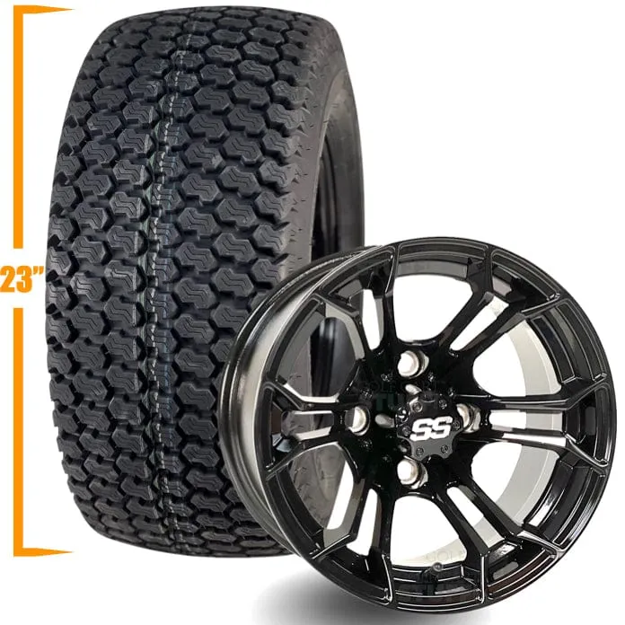 12" Golf Cart Wheels and 23x10.5-12 Kenda K500 Street/Turf Golf Cart Tires Combo - Set of 4 (Choose your wheel!)