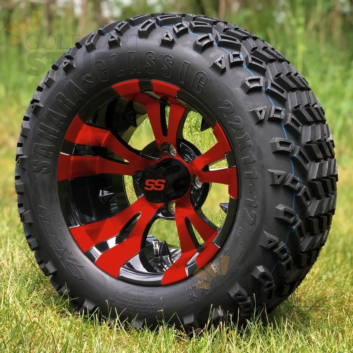 12" Vampire GCS™ Colorway Golf Cart Wheels and 22" Golf Cart Tires Combo - Set of 4 (Choose your tire!)