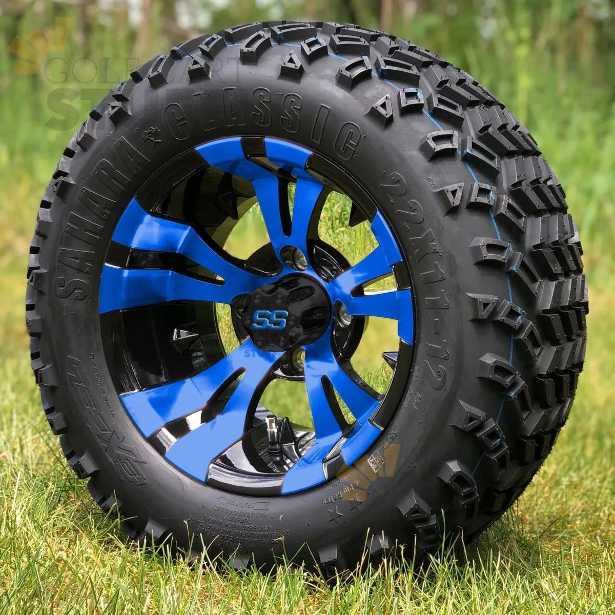 12" Vampire GCS™ Colorway Golf Cart Wheels and 22" Golf Cart Tires Combo - Set of 4 (Choose your tire!)