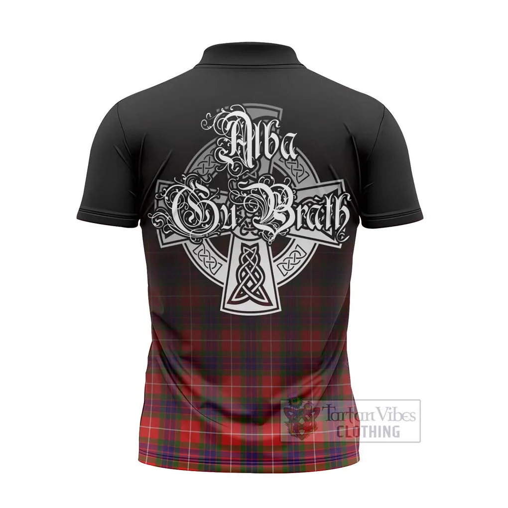 Abernethy Tartan Zipper Polo Shirt Featuring Alba Gu Brath Family Crest Celtic Inspired