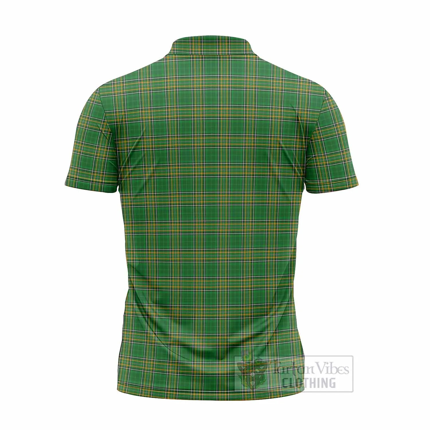 Acotes Irish Clan Tartan Zipper Polo Shirt with Coat of Arms