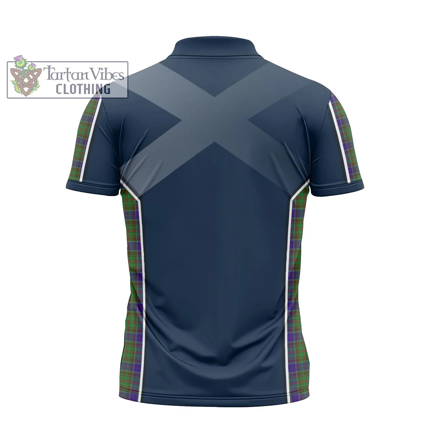Adam Tartan Zipper Polo Shirt with Family Crest and Scottish Thistle Vibes Sport Style