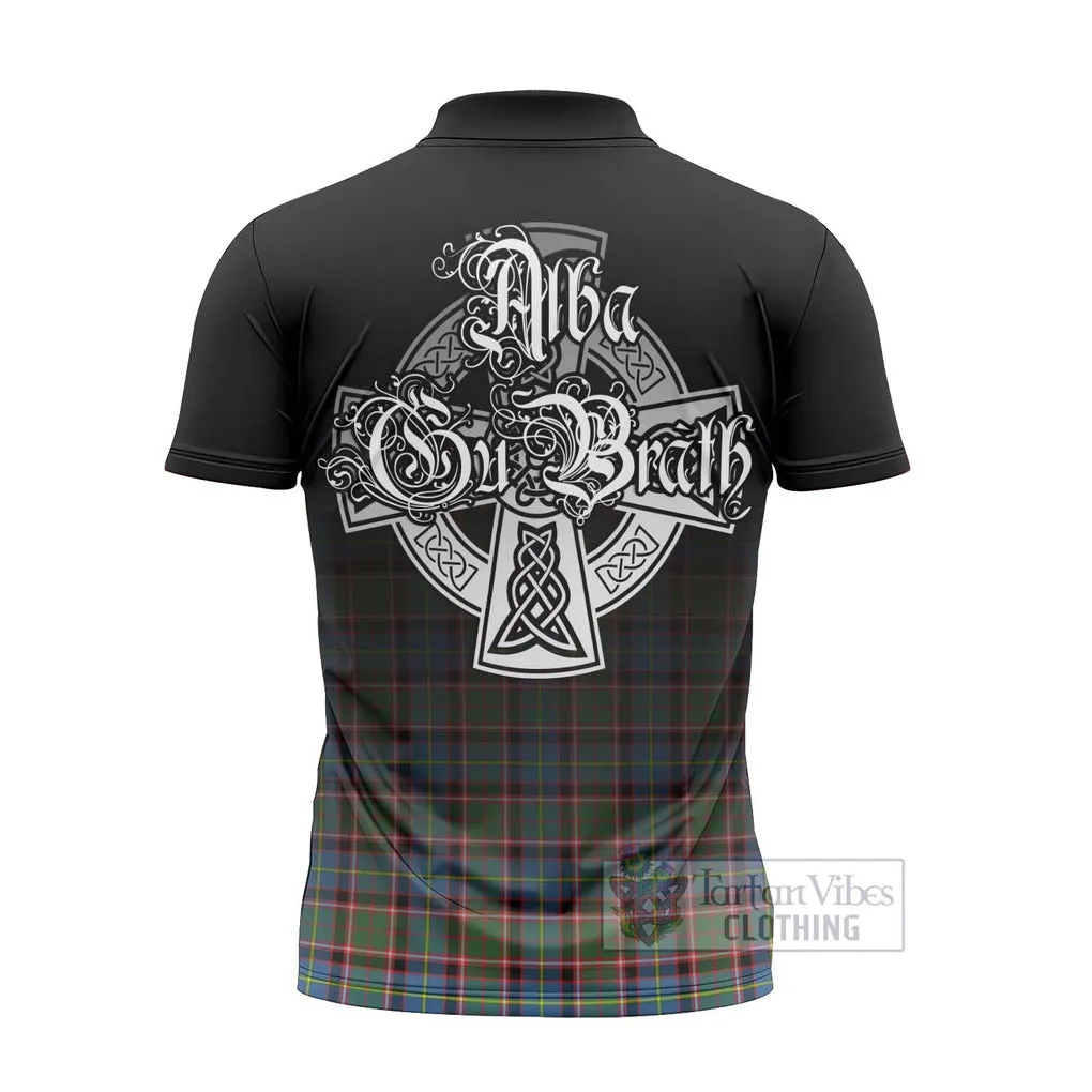 Aikenhead Tartan Zipper Polo Shirt Featuring Alba Gu Brath Family Crest Celtic Inspired