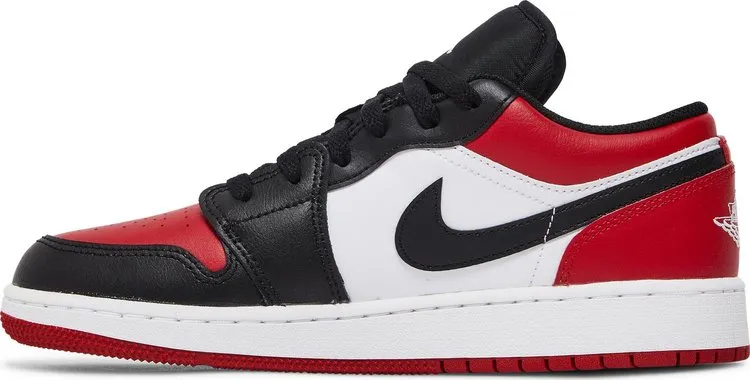 Air Jordan 1 Low GS Bred Toe Sneakers, Red