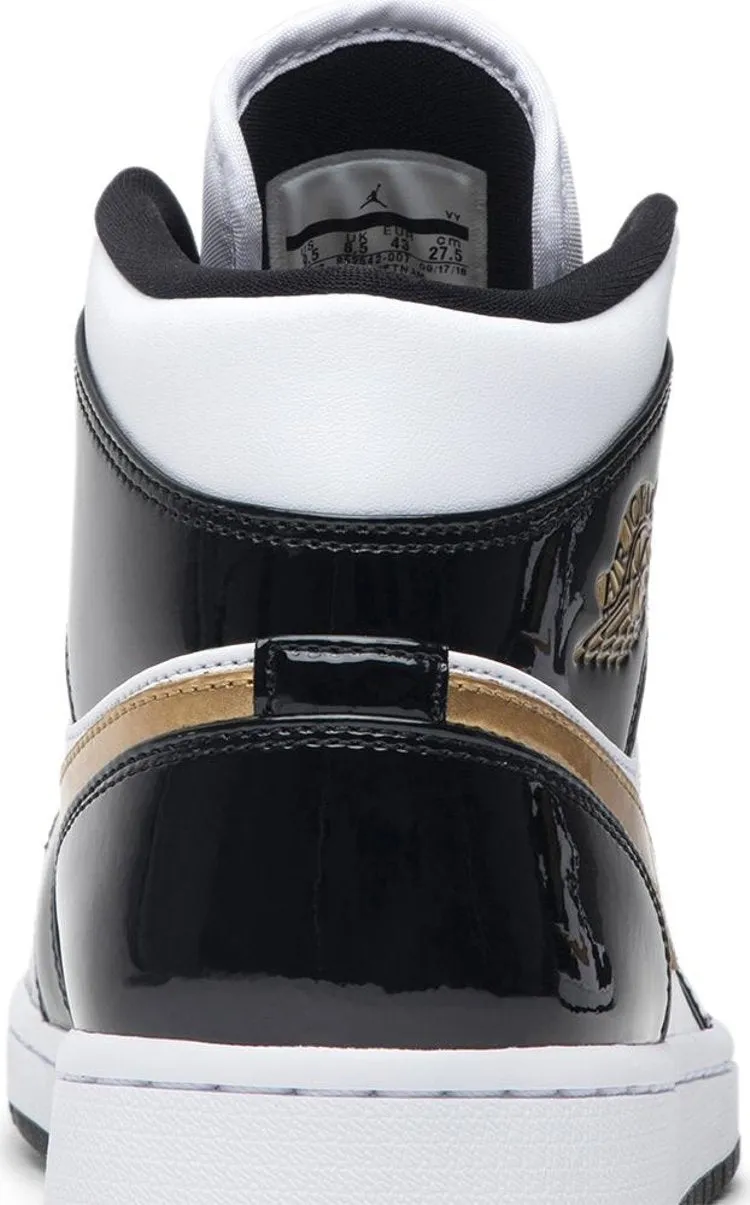 Air Jordan 1 Mid Patent Black Gold sneakers, black