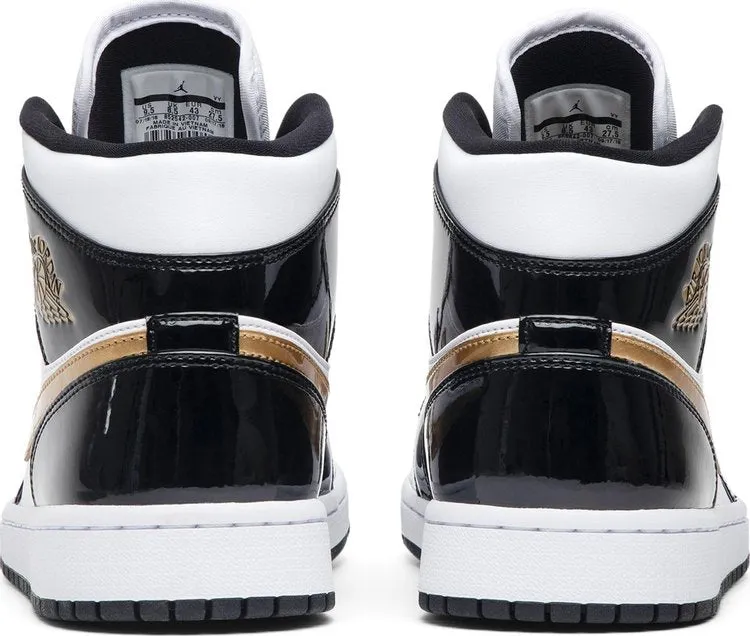Air Jordan 1 Mid Patent Black Gold sneakers, black