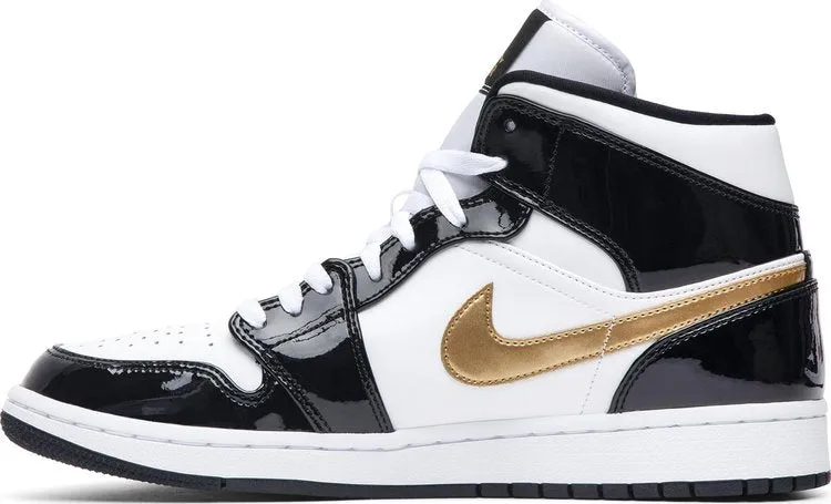 Air Jordan 1 Mid Patent Black Gold sneakers, black