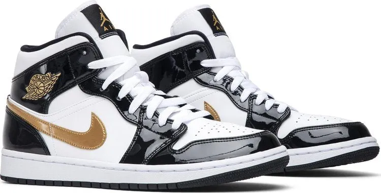 Air Jordan 1 Mid Patent Black Gold sneakers, black