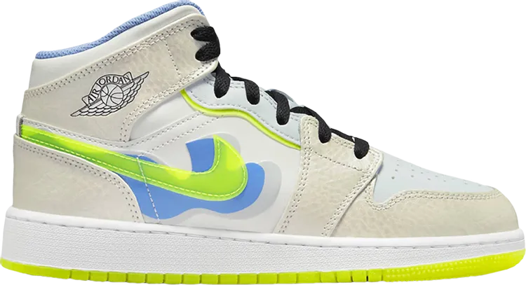Air Jordan 1 Mid SE GS Warped Swoosh, White
