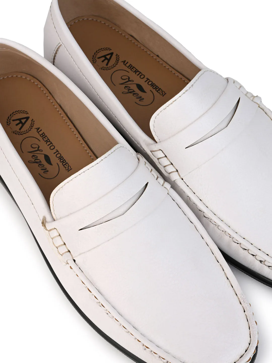 Alberto Torresi White Slip On Loafer