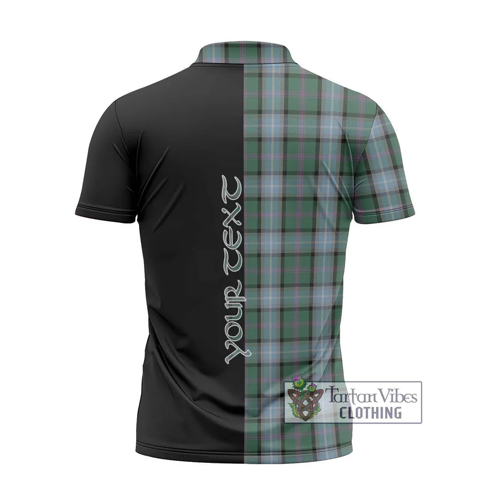 Alexander of Menstry Hunting Tartan Zipper Polo Shirt with Family Crest and Half Of Me Style