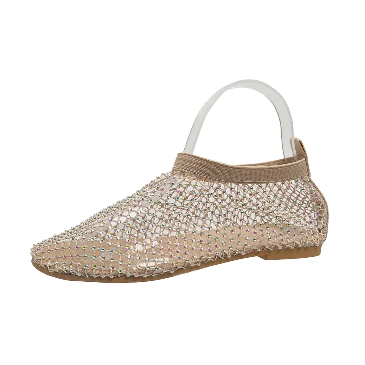 Amozae-New Women's Luxury Brand Round Toe Flat Bottom Sandals Summer Hollow Short Boots Water Diamond Sexy Flat Bottom Shoes for Women