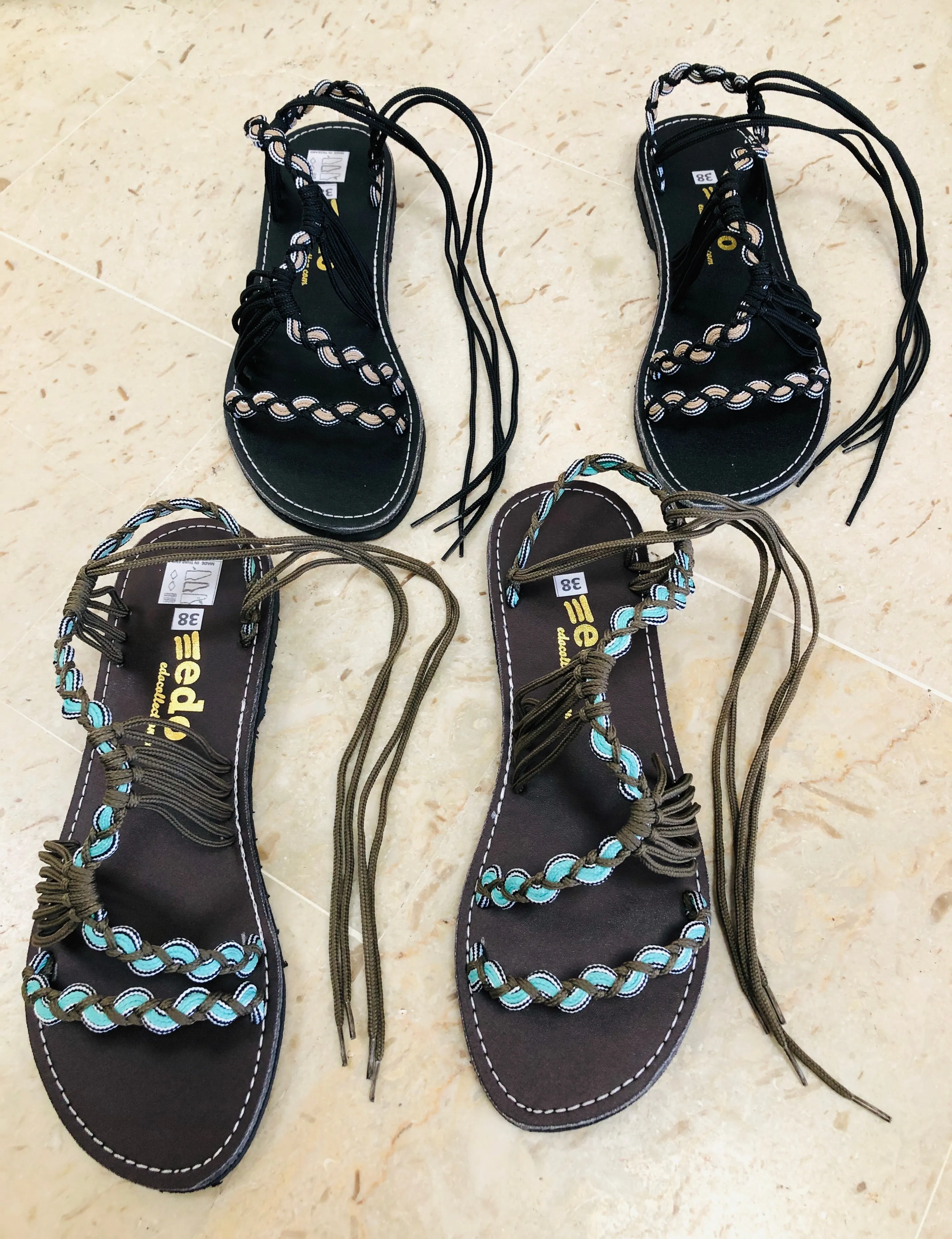 Ankle Tie Rope Flat Sandals-Teal