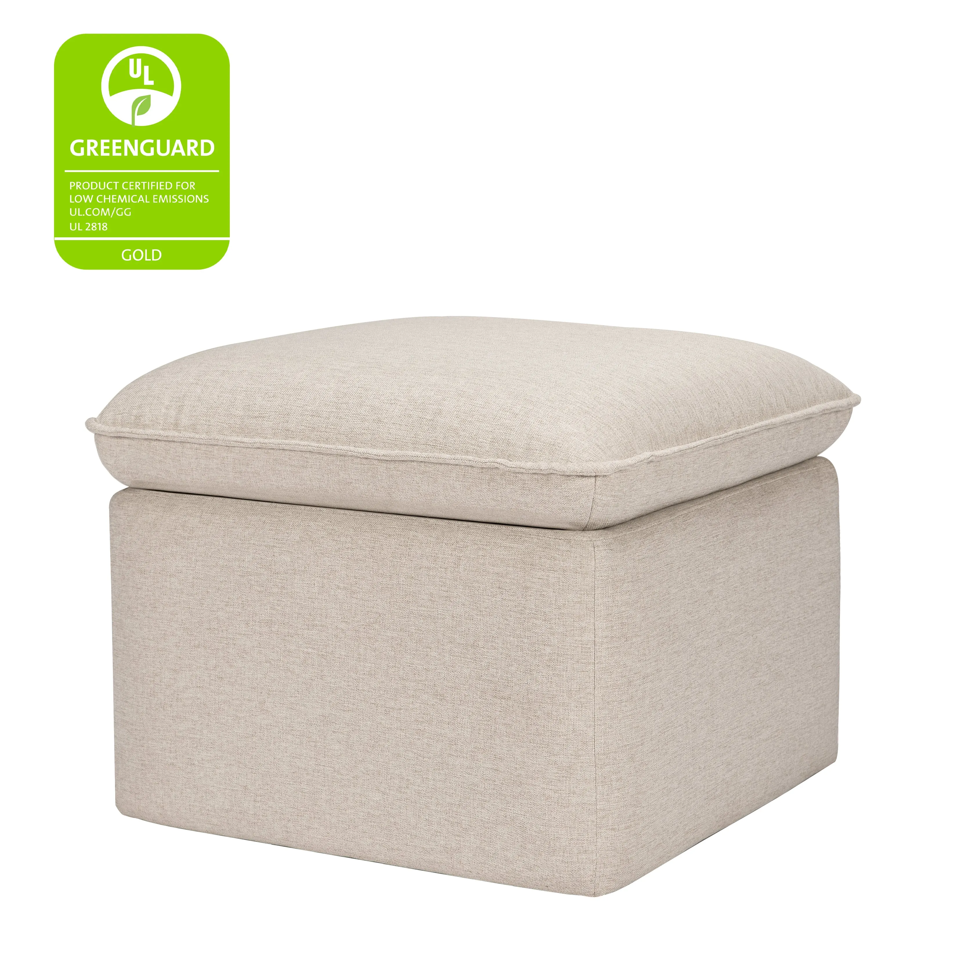 Babyletto Cali Storage Ottoman in Eco-Performance Fabric with USB port | Water Repellent & Stain Resistant
