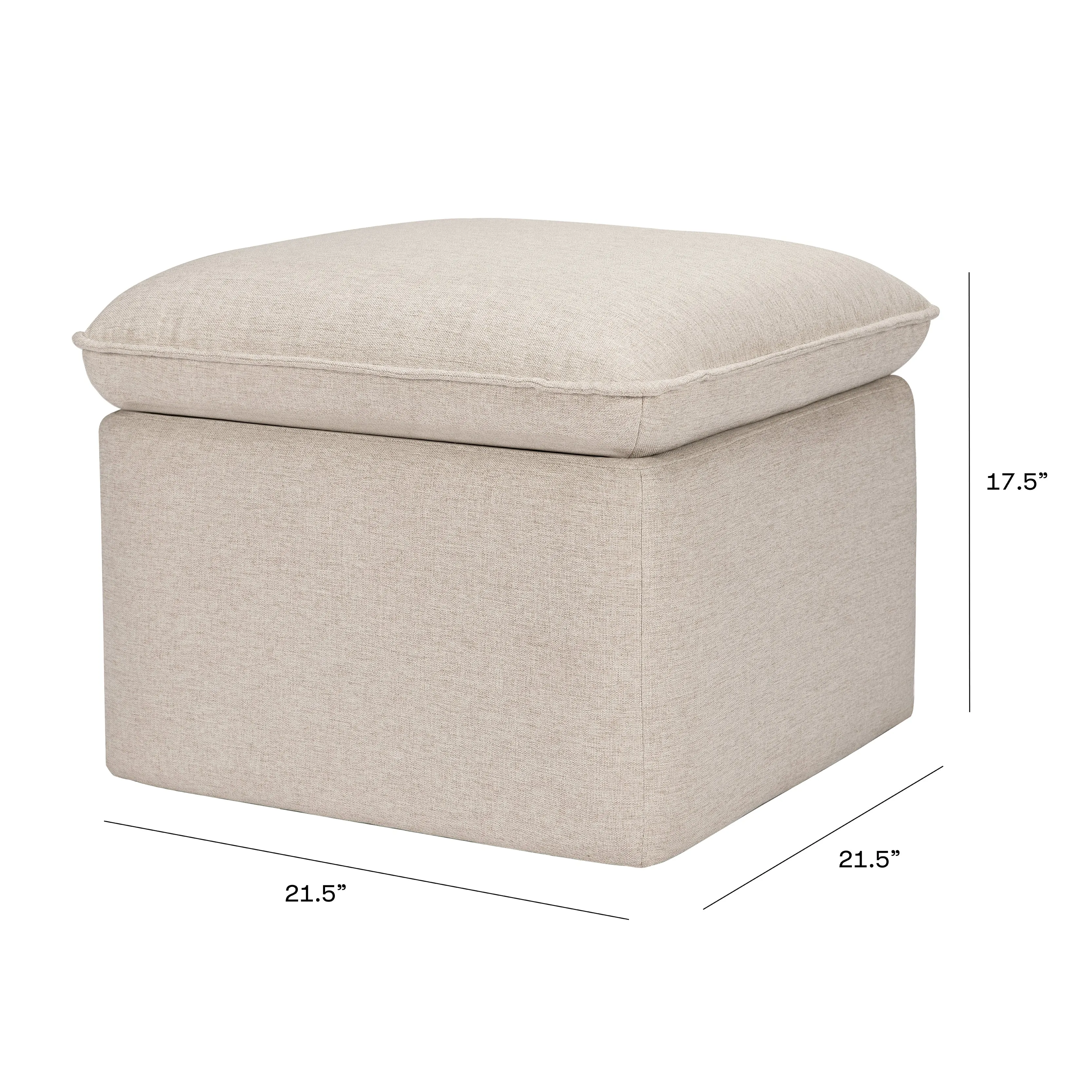 Babyletto Cali Storage Ottoman in Eco-Performance Fabric with USB port | Water Repellent & Stain Resistant