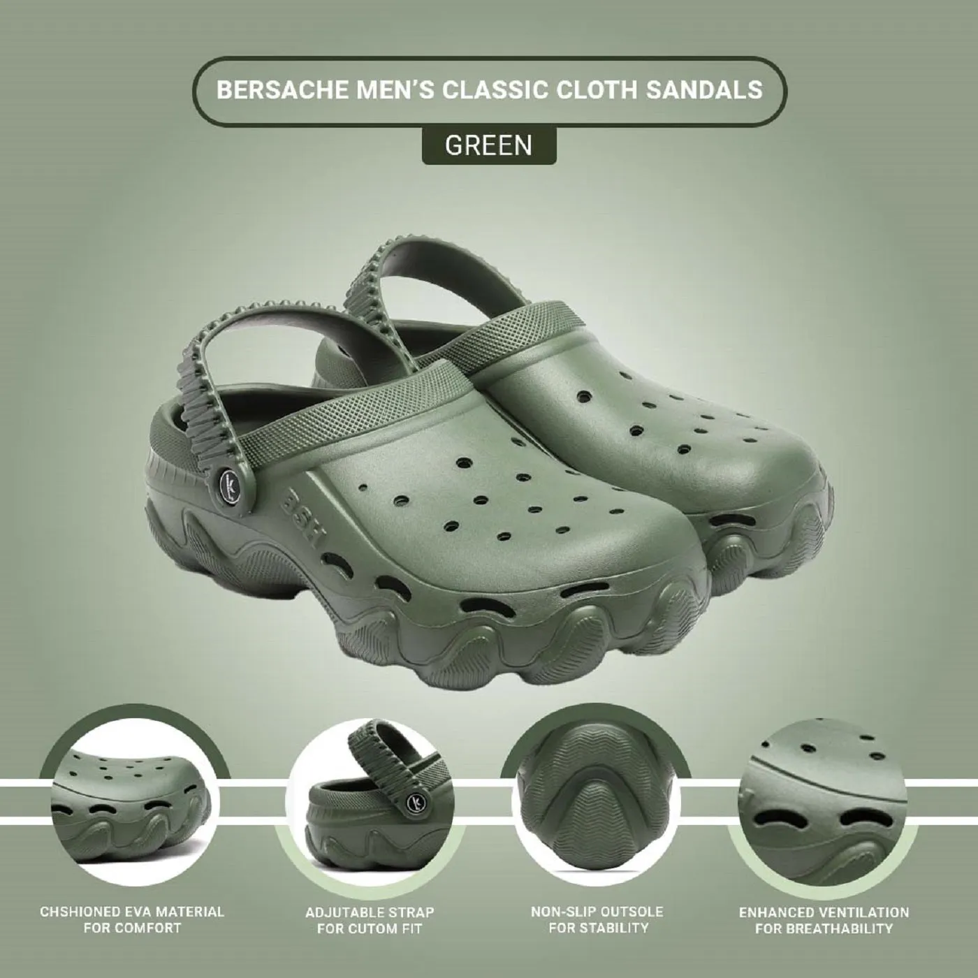 Bersache Extra Soft Classic Casual with  Regular wear with Ultra Soft & Flexibility Technology Flip Flop for Men's & Boy's (6088-Green)