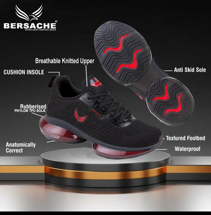 Bersache Lightweight Sports Running Shoes For Men Black-9038