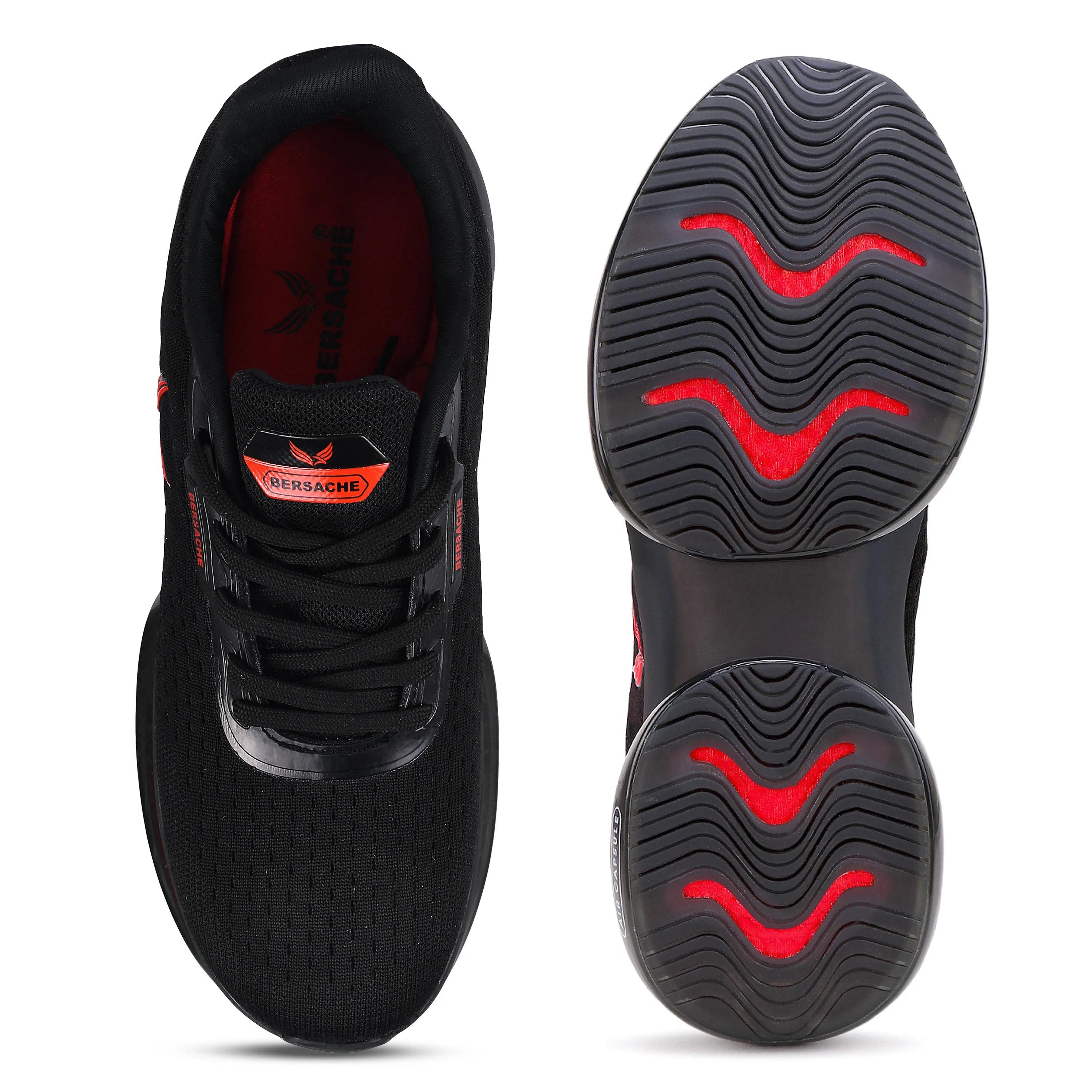 Bersache Lightweight Sports Running Shoes For Men Black-9038