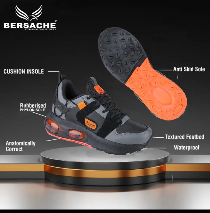 Bersache Lightweight Sports Running Shoes For Men Black-9046