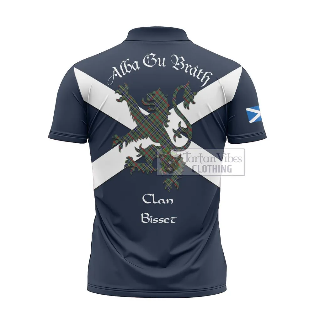 Bisset Tartan Lion Rampant Zipper Polo Shirt Proudly Display Your Heritage with Alba Gu Brath and Clan Name